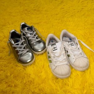 2 pairs of adidas shoes size 10c